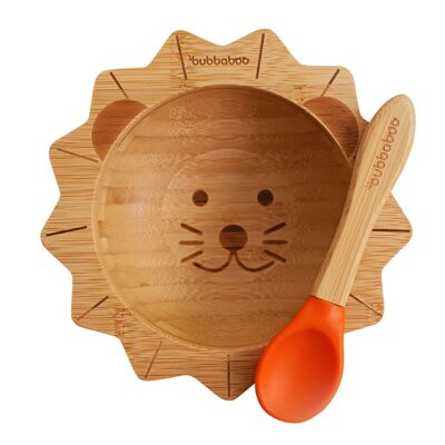 Set ciotola e cucchiaio con leone in bambù Bubba Boo_Arancione
