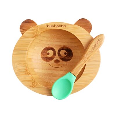 Bubba Boo Bamboo Baby Panda Juego de Tazón y Cuchara_Verde