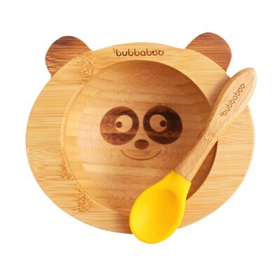 Bubba Boo Bamboo Baby Panda Juego de Tazón y Cuchara_Amarillo