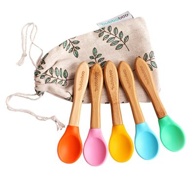 Bubba Boo Bamboo set of 5 Spoons with Soft Silicone Tips