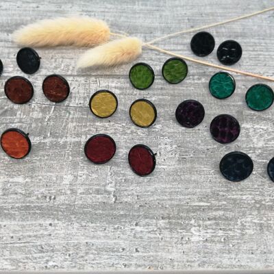 10 paires de boucles d'oreilles - maritime 2 - cuir eco saumon - cabochon noir