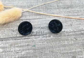 10 paires de boucles d'oreilles - maritime 2 - cuir eco saumon - cabochon noir 12