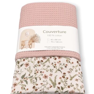 Couverture bébé - Mille fleurs / rose blush