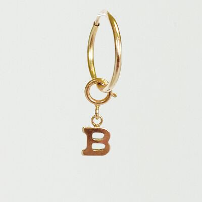 Gold filled initial hoop - B - Double