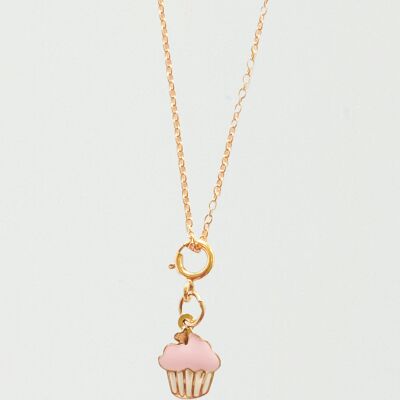 14k gold cupcake charm necklace