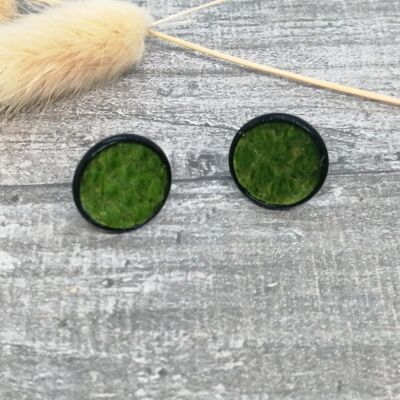 earrings - Maritime 2b - salmon leather - black/green