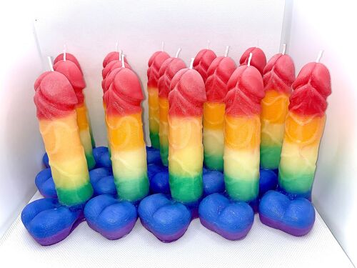 PRIDE rainbow penis candle (fundraising)