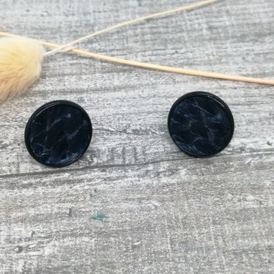 boucles d'oreilles - Maritime 3b - cuir saumon - noir/bleu foncé