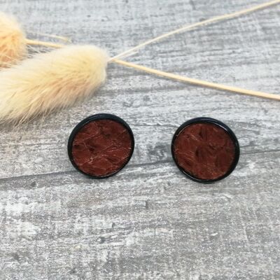 Earrings - Maritime 6b - salmon leather - black/brown