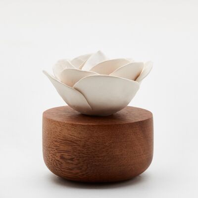 Reusable wooden diffuser - white ROSE flower