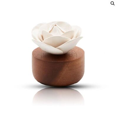Diffuseur aromatique réutilisable en porcelaine - fleur ROSE blanche - matières naturelles