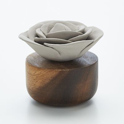 Difusor de madera y porcelana - Rosa de bengala gris
