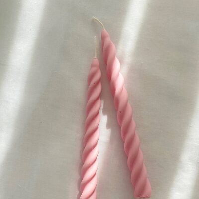 Bubblegum Pink Twirl Candle Set