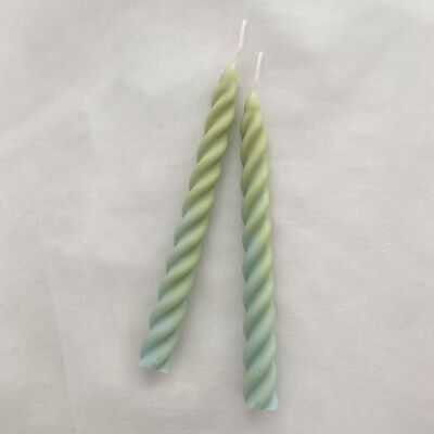 Ombre Green and Blue Twirl Candle Set
