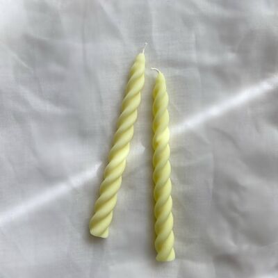 Neon Yellow Twirl Candle Set