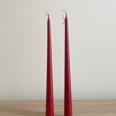 Ruby Red Tall Tapered Candle Set
