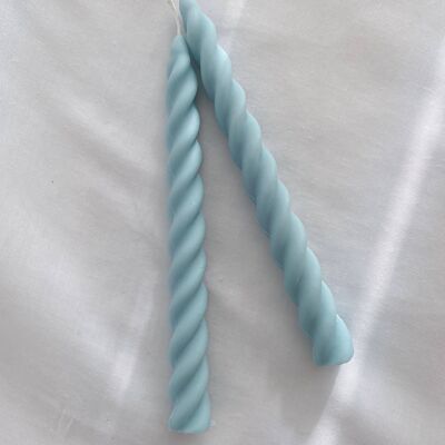 Sky Blue Twirl Candle Set