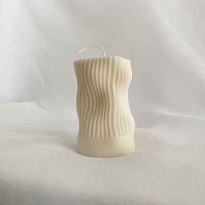 Wavy Ribbed Pillar Candle