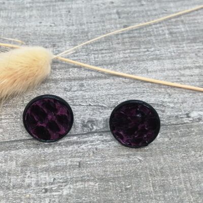 Earrings - Maritime 8b - salmon leather - black/purple