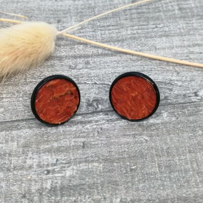 Earrings - Maritime 9b - salmon leather - black/rust brown