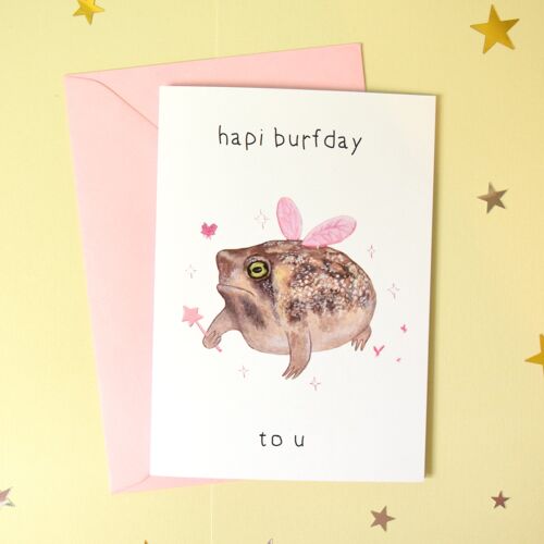 Grumpy Frog Birthday Card  - Frog Lover Birthday Greeting Card