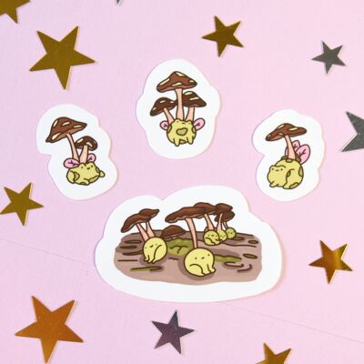 Tiny Forest Mushroom Stickers - Happy Frog Sticker - Scrapbooking - Notebook cover - Laptop decoration - PC