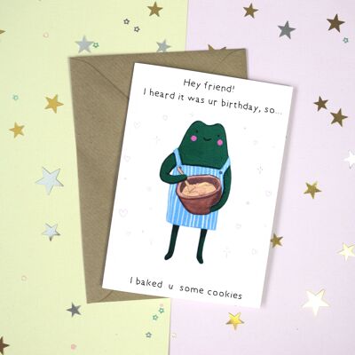 Cookie Frog Birthday Card  - Frog Lover Birthday Greeting Card