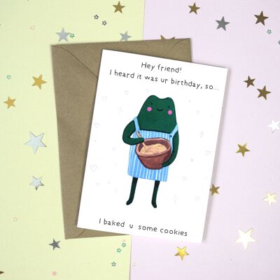 Cookie Frog Birthday Card  - Frog Lover Birthday Greeting Card