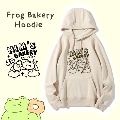 Bakery Frog Hoodie - Baker Frogs - Beige - Cotton - Froggy Apparel - Nimbob