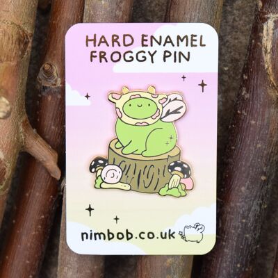 Cow Hat Frog Pin - Gold Metal - Froggy Decorative Collector Pins - Cute Novelty Pins