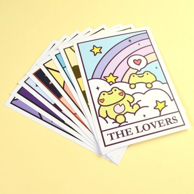 Taro-frog Postales - Juego de 8 Cartas - Froggy Tarot Cards