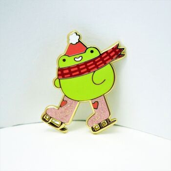 Skater Frog Pin - Épingle en émail de Noël - Ice Skater Froggy 2