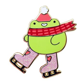 Skater Frog Pin - Épingle en émail de Noël - Ice Skater Froggy 3
