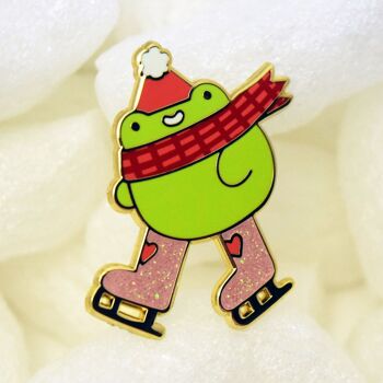 Skater Frog Pin - Épingle en émail de Noël - Ice Skater Froggy 4