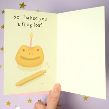 Carte d'anniversaire de grenouille de boulangerie - je t'ai fait cuire un pain de grenouille - mignon Froggy Baker - carte de vœux d'anniversaire d'amant de grenouille 4