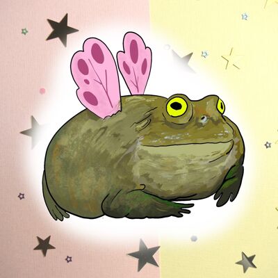 Pegatina Chonk Fairy Frog - Pegatina brillante Magic Chonky Frog - Rana Pegatina