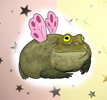 Autocollant Chonk Fairy Frog - Autocollant brillant Magic Chonky Frog - Autocollant grenouille