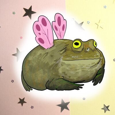 Pegatina Chonk Fairy Frog - Pegatina brillante Magic Chonky Frog - Rana Pegatina
