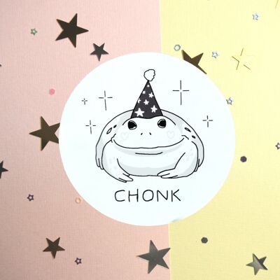 Etiqueta engomada de la rana Chonk - Etiqueta engomada brillante de la rana mágica Chonky - Etiqueta engomada de la rana