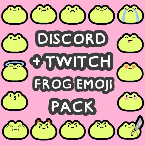 Frog Discord + Twitch Emoji Pack - 30 Unique Froggy Emojis - Cute Server Emoticons - One Size