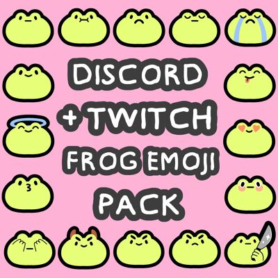 Frog Discord + Twitch Emoji Pack - 30 Emojis Froggy Uniques - Émoticônes Serveur Mignonnes - Taille Unique