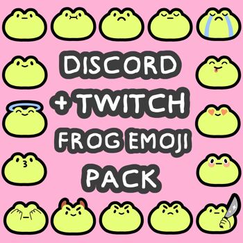 Frog Discord + Twitch Emoji Pack - 30 Emojis Froggy Uniques - Émoticônes Serveur Mignonnes - Taille Unique 1
