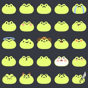 Frog Discord + Twitch Emoji Pack - 30 Emojis Froggy Uniques - Émoticônes Serveur Mignonnes - Taille Unique 2