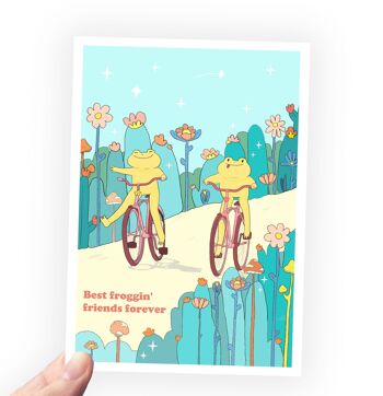 Carte postale Froggy Love - Best Froggin' Friends Forever - Cartes postales sur le thème de la grenouille - Envoyez une carte postale grenouille à un ami - Dos vierge imprimé sur le devant 1