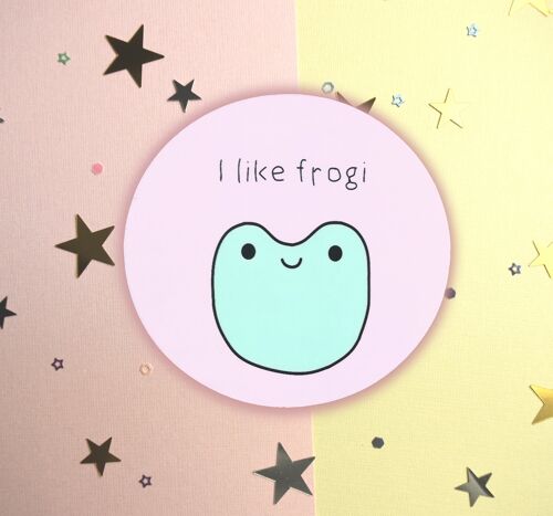 Froggy Club Sticker -  Happy Frog Glossy Sticker - Scrapbooking - Notebook cover - Laptop decoration - PC