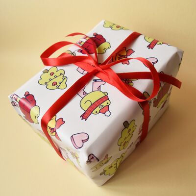 Papier d'emballage de Noël Froggy - Emballage cadeau sur le thème de la grenouille - Feuille A2 - Enveloppez votre commande en cadeau