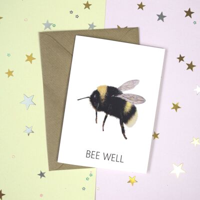 Bumble Bee Get Well Card - Tarjeta de felicitación amante de las abejas