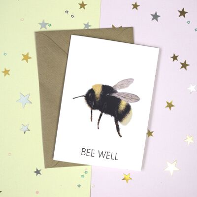 Bumble Bee Get Well Card - Tarjeta de felicitación amante de las abejas