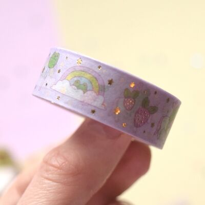 Froggy Foil Washi Tape - Cinta de rana Pastel brillante - Decoración linda del diario Penpal - Cinta artesanal Pastel