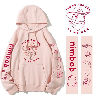 PRE-ORDER: Cowboy Frog Hoodie - You're the yee to my haw - Pastel Pink  - Cotton - Froggy Apparel - Nimbob